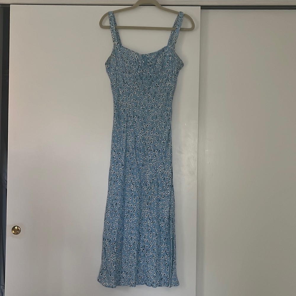 ASTR The Label corset bodice, slip skirt dress - blue with white flowers